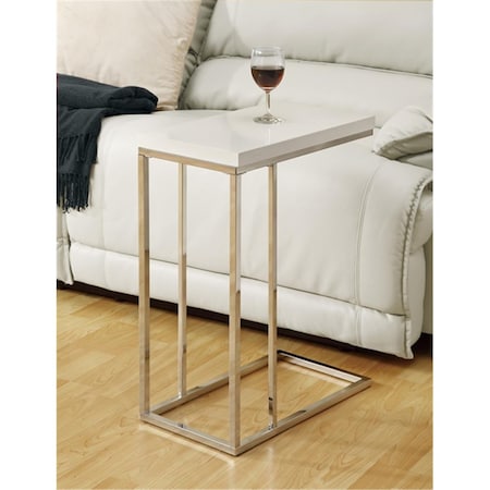 Daphnes Dinnette Glossy White Hollow-Core - Chrome Metal Accent Table DA2618316